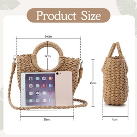 Oweisong Straw Beach bags for Women Vacation Essentials Summer Large Basket Tote Bag Handmade Woven Top Handle Handbag