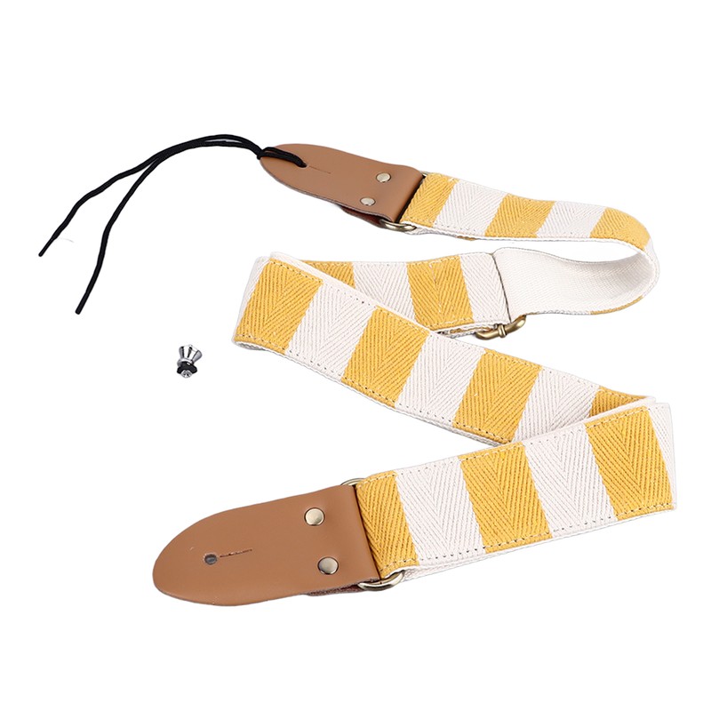 Guitar Strap Stylish Stripe Pattern Thickened Cotton Leather Adjustable Guitar