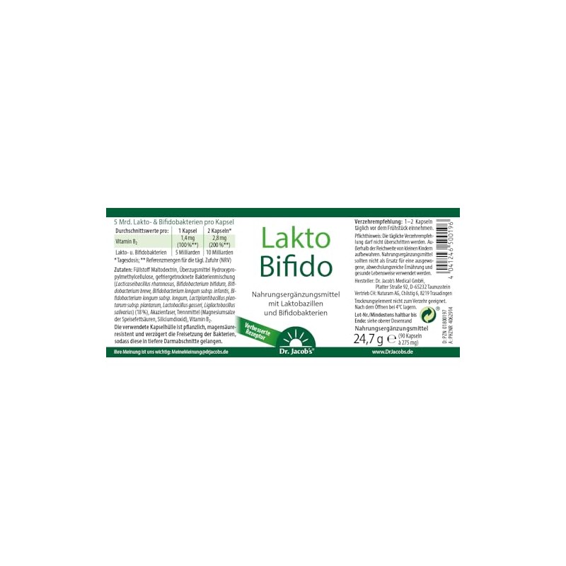 Lakto Bifido Dr. Jacob's Capsules Pack of 90 Capsules |