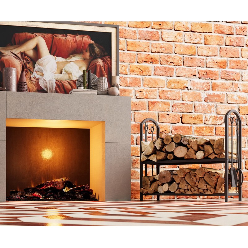 Fire Beauty Fireplace Firewood Log Rack 5-Piece Storage Logs Holder