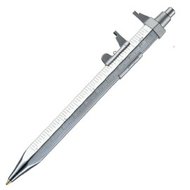 Cleo Messograph Retractable Ballpoint Pen, Blue Refill and Caliper Chrome-Plated Brass Hand Made in Germany