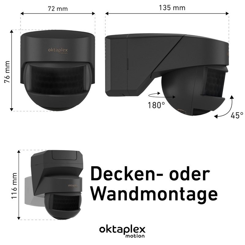 Oktaplex Lea Set of 2 Motion Sensors Outdoor IP54 PIR