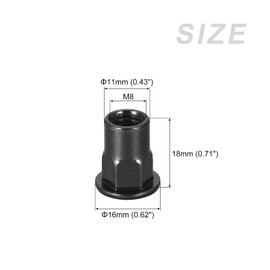 METALLIXITY Rivet Nuts (M8) 20Pcs, Carbon Steel Half Hex Threaded Insert Nuts - for Furniture Mechanical Fasteners, Black
