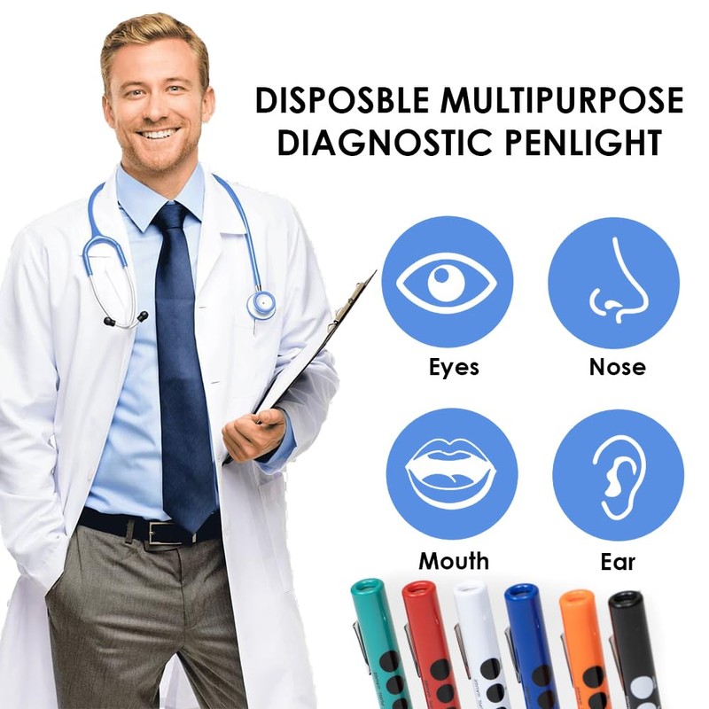 Primacare DL-9224 Pack of 6 Disposable Diagnostic Penlight with Imprinted