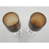 Pier 1 Crackle Glass Brown SET of 2 Champagne Flutes