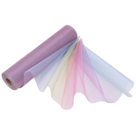 29cm x 25m Roll of Organza Sheer Fabric - Elegant Decorative Cloth for Wedding Chair Bows, Table Runners, Party Favours - Crafting Supplies for Ribbons, Dress Accents,and Bags, Rainbow