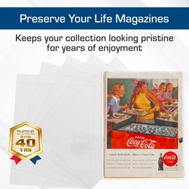 BCW Life Magazine Bags -1 Pack of 100 | Crystal Clear Polypropylene | Acid-Free Archival Quality | Protect and Store Collectible Life Magazines | Exterior 11 1/8 x 14 1/4