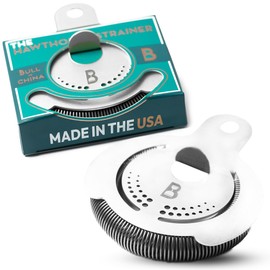 Hawthorne Strainer by Bull in China In Matte White - Made In USA - High Density Spring Cocktail Strainer for Boston Shakers and Mixing Glasses for Bars & Bartenders