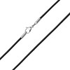 Auroris Real Leather Necklace Black, 3 mm Thick, With Stainless