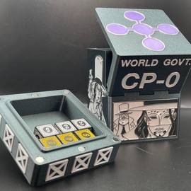 OPTCG Rob Lucci Awakened CP0 Masked Agent Themed Box | Fits Triple Sleeved Deck | 3D Printed w/ Mini Snap & Dice Compartment | Fan Made - Select Option:: + White and Yellow Dice