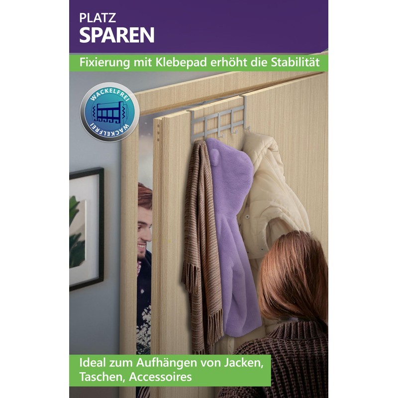 4smile Door Coat Rack for Hanging, Stainless Steel Door Hook,