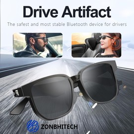 zonbhitech Smart Glasses with Bluetooth Speaker,Open Ear Smart Audio Glasses Outdoor Smart Glasses UV Protection for Men & Women Unisex 09 (Black)