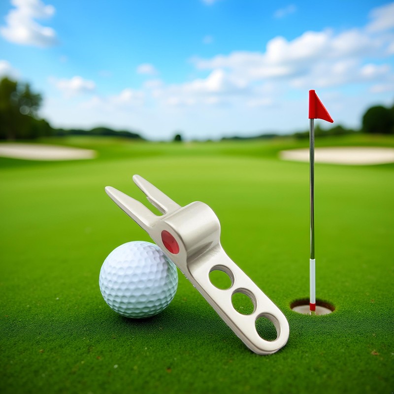 SquarezhenBo Silver Durable Golf Sports Ball Fork Pivot Divot Repair