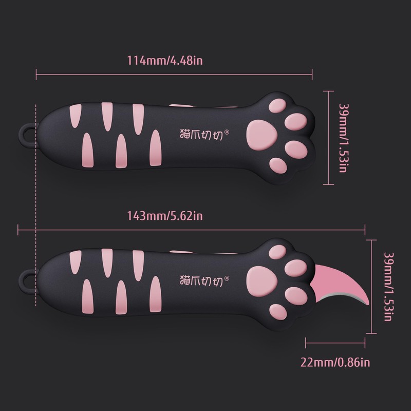MEOWKIT Cat Paw Box Cutter Retractable with Cat Paw Handle,