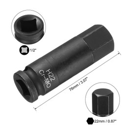 uxcell 22mm Hex Impact Bit Socket H22 1/2" CR-MO Steel Phosphate Black Impact Drive Hex Bit Sockets Lengthen Hex Screwdriver Socket Adapter for Auto Mechanics Work Repair Maintain