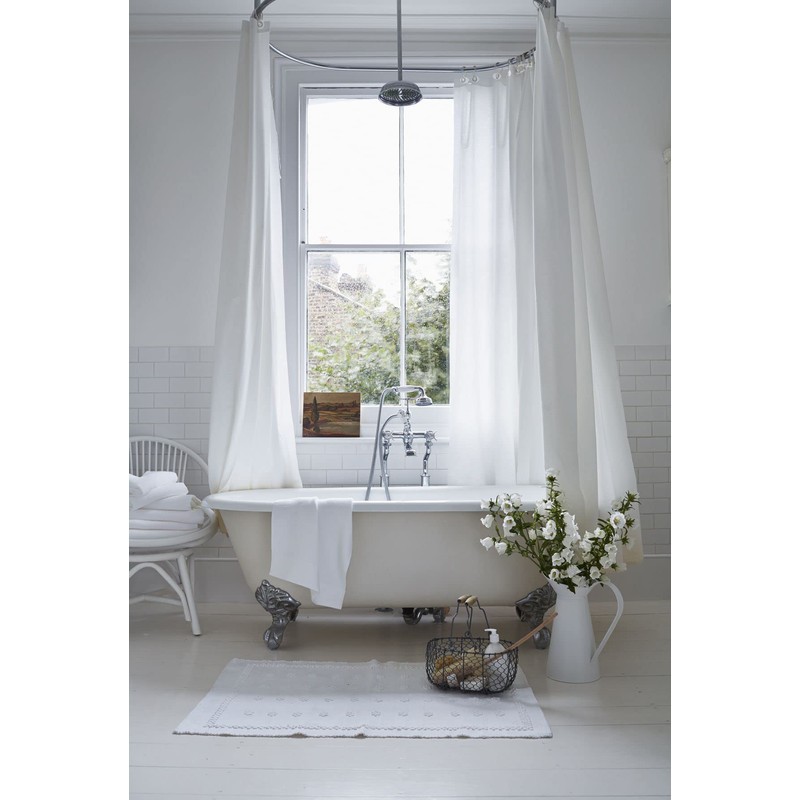 Tropik Home Narrow Width Extra Long White Bathroom Shower Curtain