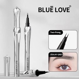 BLUE LOVE Two-Prong Eyebrow Pen, Upgrade 2 Tipped Microblading Brow Pen for Women, Eye Makeup with Eye Brow Pencil, Natural Brow Pencil with Hair Like Strokes Waterproof Lasting All-Day (Gray)