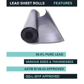 Lead Sheet - Lead Sheeting - Sheet Lead Rolls - 99.9% Pure - Multi-Use - ASTM & QQ-L Compliant - Various Sizes (1, 1/32" x 24" x 36")