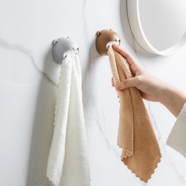 NIOIPXA Towel Hooks,Adhesive Towel Holder Grabber,Dish Towel Hook for Kitchen,Bathroom,Wall,Cabinet,Garage,4 Pack (Grey)