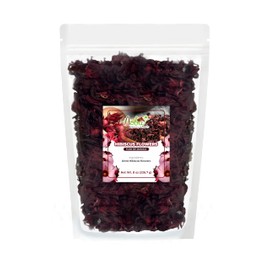 Dried Hibiscus Flowers perfect for Tea, Flor de Jamaica, Whole Flowers and Petals, 8oz by Aoba