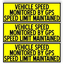 SET 3 Vehicle Speed Monitored GPS limit maintained yellow Magnetic Bumper Sticker bright yellow