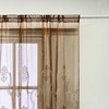 1pc Luxury Brown Embroidered Floral Sheer Tulle Curtain for Bedroom