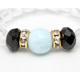 Larimar & Ruby Spinel & Crystal Ring Ring Natural Stone Power Stone