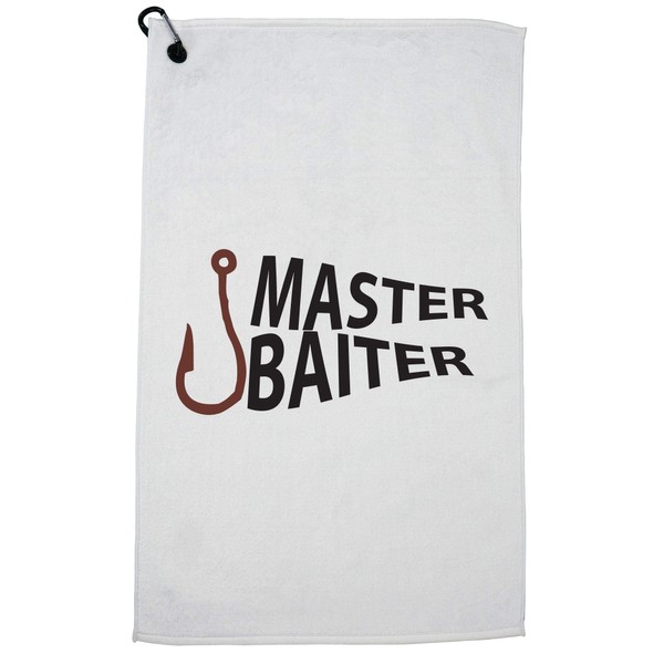 Fishing Humor Master Baiter with Hook Sports Towel with Carabiner Clip