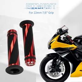 Motorcycle 7/8" 22MM Hand Grips Handlebar Gel - PSLER for Sportster 883 Street Bike Dirt Bike Cruiser and Chopper(Red)