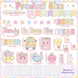 Back to School Bulletin Board Set Ready to Have the Best Year Ever Classroom Decorations Pastel Groovy Apple Motivational Paper Cutouts for First Day of School Chalkboard Wall Door Decor