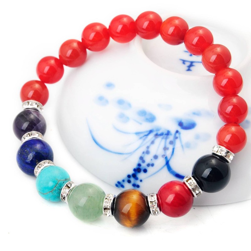 JOYA GIFT Jewelry Carnelian 7 Chakra Yoga Balancing Reiki Healing