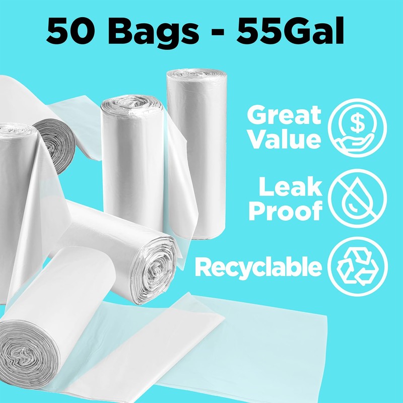 ToughBag 55-60 Gallon Contractor Trash Bags, 2.5 Mil Heavy Duty