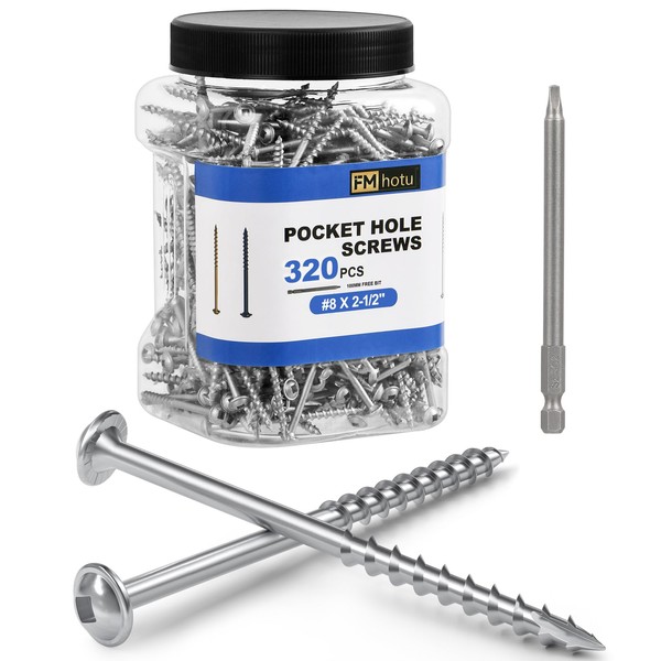 #8 Pocket Hole Screws 2-1/2 Inch, 320Pcs Coarse Thread Wood