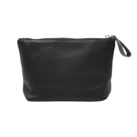 FrasiBags Beauty Case in Real Leather, Women's Beauty Case, Clutch Bag for Women Makeup, Cosmetic Bag Travel Case, Made in Italy, Black, Classic