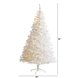 Nearly Natural 8ft. White Artificial Christmas Tree with 1500 Bendable Branches and 450 LED Lights