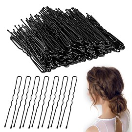 Bobby Pins, U Shaped Hair Pins 200 Pcs Thicken HairPins for Buns, Hair clip for Women Girls Bobby Pins for Thick Thin Hair (Black, 2.4 Inch)