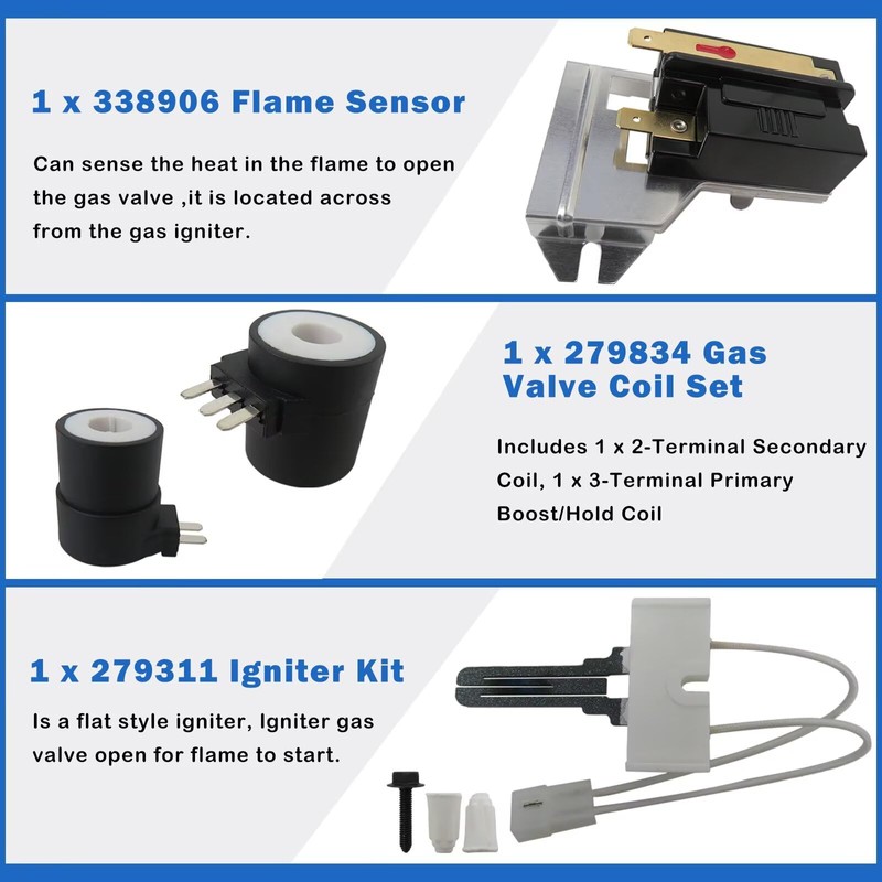 BUTITNOW 338906 Flame Sensor & 279311 Igniter Kit Fixes No
