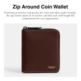 Coach Men's Zip Around Coin Wallet, Maple, One Size