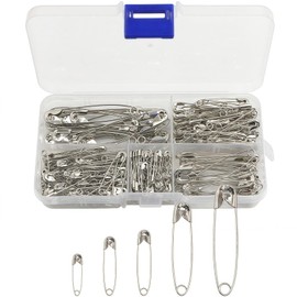 TANSAR Pack of 260 Safety Pins, 5 Sizes, Safety Pins, 19 mm - 55 mm, for Clothes, Crafts, Sewing, Silver