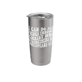 Retro Groovy Faith Philippians 4 13 I can do all things thro Stainless Steel Insulated Tumbler