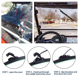 Xislet Dual Wiper Kit UTV Hand Operated Windshield Wiper Compatible with Polaris Ranger RZR Can Am Kawasaki Honda Pioneer Golf Cart Windshield Washer Wiper - Instruction Included