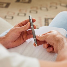 Parker IM Writing Rituals Grey Gradient Barrel Fountain Pen Chrome Trim Medium Nib Fountain Pen Blue Ink Gift Box