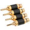 4Pcs Banana Plug Brass Gold Plated Black Carbon Fiber Shell
