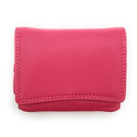 Farbenfrohe Geldbörse Damen klein echt Leder mit RFID Schutz, viele Fächer, Nappaleder (Berry)