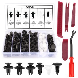Flyicloud 125 Piece Car Mounting Clips Set, Universal Mounting Clips with 5 Disassembly Tools, 6 Types Door Trim Brackets Bumper Trim Plastic Clips Set