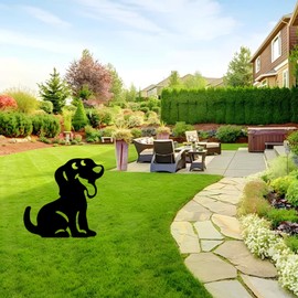 KASESSS 2 Pieces Garden Stakes Decorative Dog, Acrylic Decorative Garden Stakes, Dog Signs Hollow Out Animal Shape Garden Ornaments, Decoration Gifts for Outdoor Yard Gardens Backyards Lawns (Black)