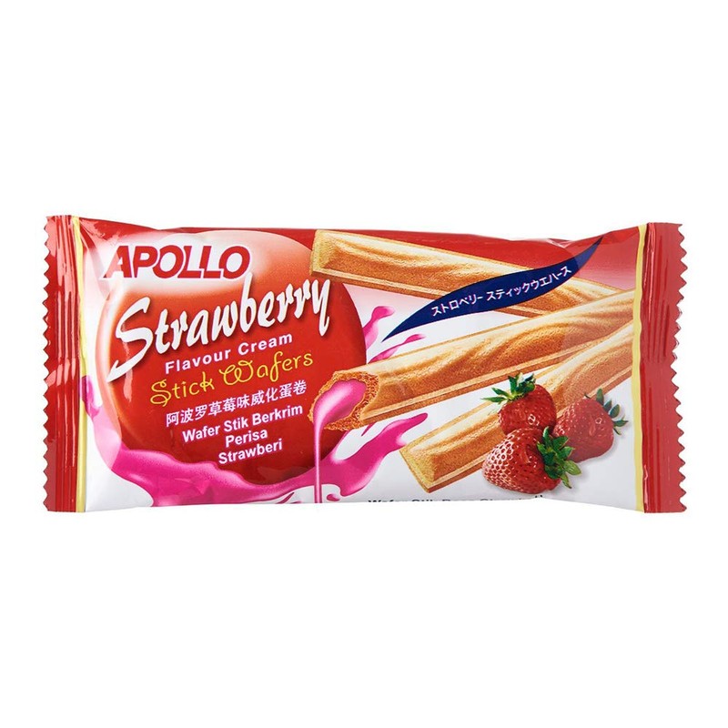 Apollo Malaysia Chocolate Strawberry Flavour Cream Wafer Biscuit Teatime Snack