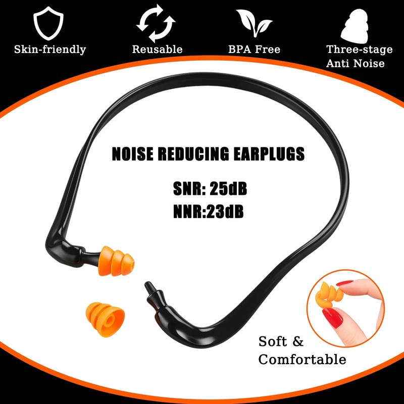 Ear Defenders Adults, 6 Pairs Banded Ear Plugs, for Swimming,