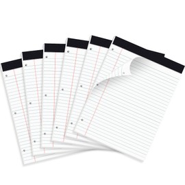 HAUTOCO 6 Pack 8.5 x 11 Legal Pads White Wide Ruled Notepads Perforated Writing Pads, 30 Sheets Per Notepad, 3-Hole Punched Paper, Writing Note Pads for School, Home, Office, Business