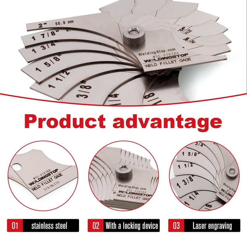 Welding Fillet Gage 8 piece set 1-1/8-2 Inch Measure tool